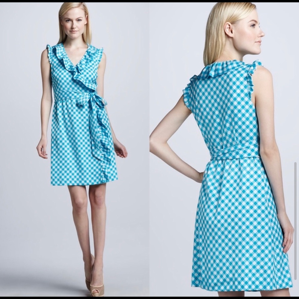 Kate Spade | Aubrey blue gingham wrap dress | 8